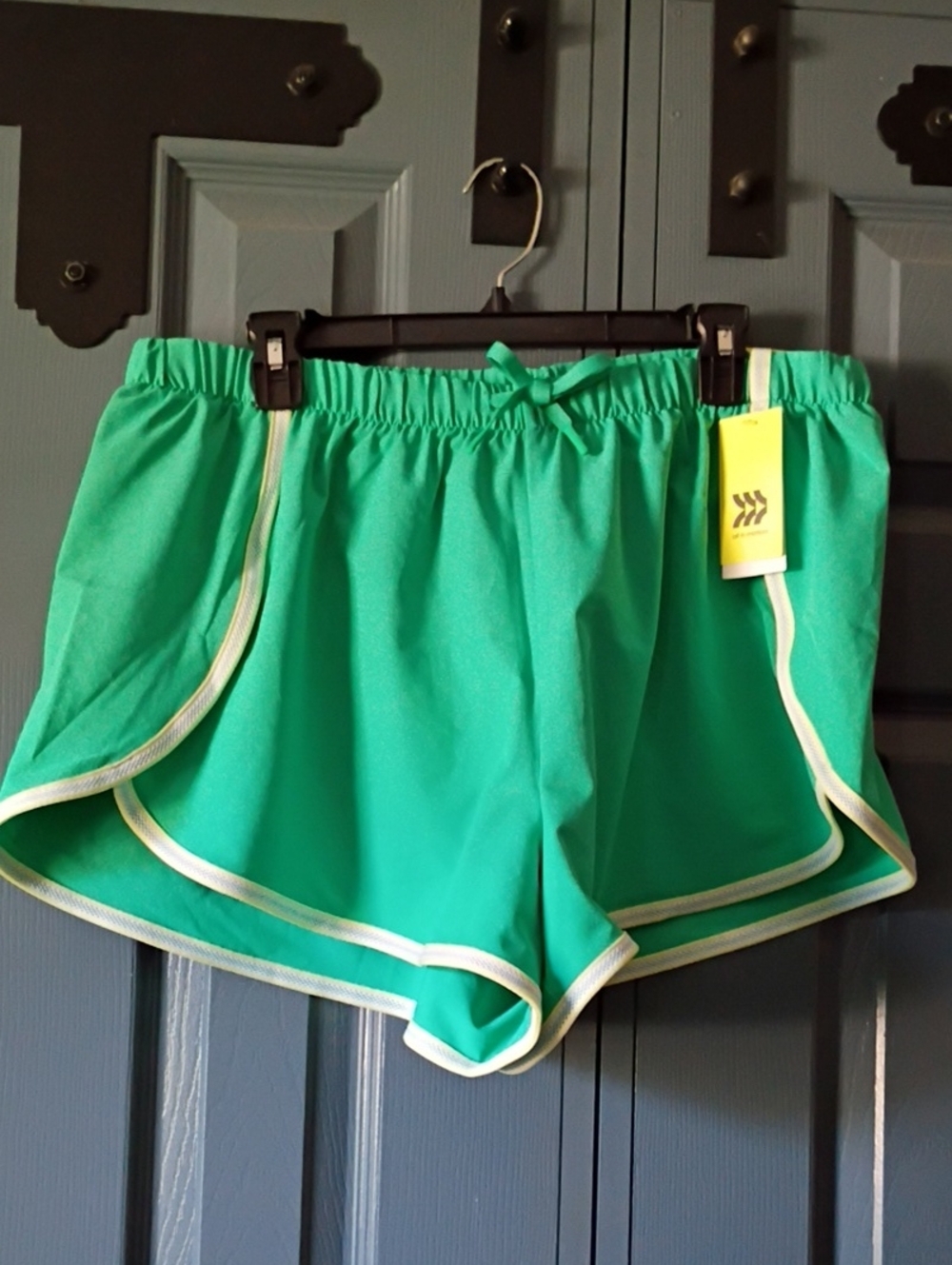 all in motion Bright Green Athletic Shorts with White Trim